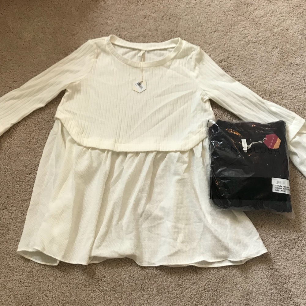 Maternity shirt (white and burgundy)